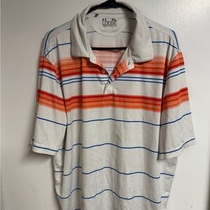 Under Armour Men's Polo Shirt - White with Orange and Blue Stripes